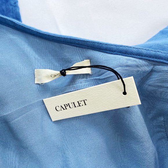 NWT Capulet X Revolve Clara Azure Blue One Shoulder Ruffle Mini Dress S - Picture 8 of 13